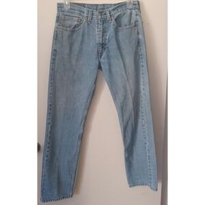 Levis 505 Regular Fit Straight Leg Jeans Light Wash Blue Mens 32x30 Denim Pants